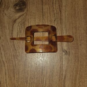 Vintage Tortoise Shell Hair Slide with Stick Closure Hair Clip